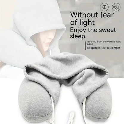 💤DreamDome™ Hooded Travel✈️ Pillow | Neck Support & Light-Blocking